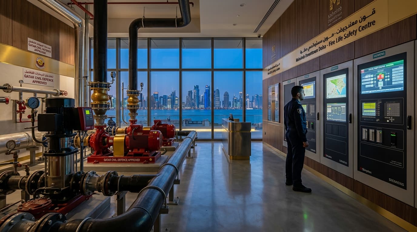 Qatar Civil Defence approved fire pump room and life safety control station in Doha Qatar